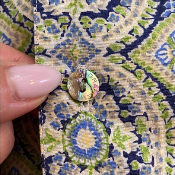 Robert Graham Men's Patterned Shirt - Green and Blue, XL - Picture 4 of 13